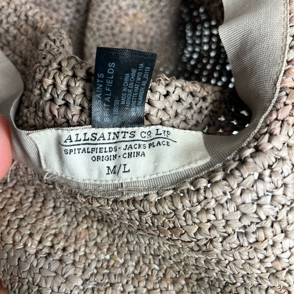 Allsaints Women’s Sz M/L Raffia Woven Floppy Brim Sun Hat - Picture 5 of 5